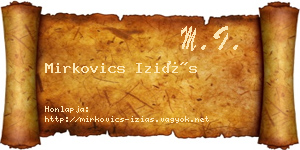 Mirkovics Iziás névjegykártya